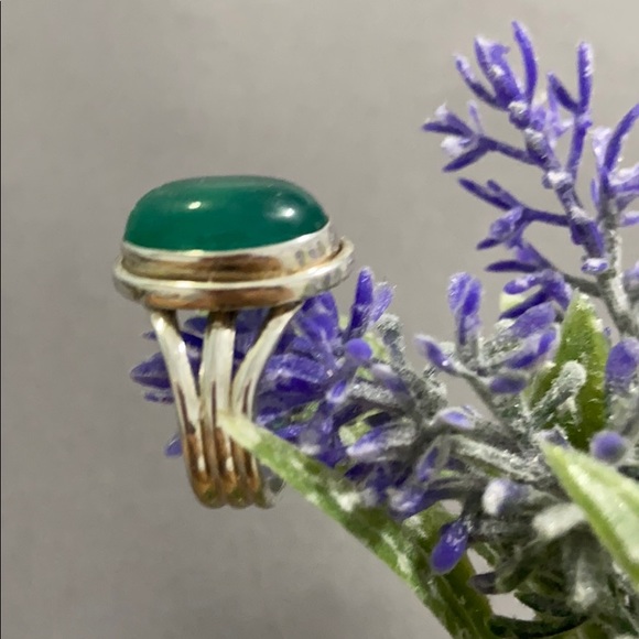 Handmade Vintage 925 Silver & Emerald Gemstone Ring 💍 Kelly Green Gorgeous Sz 8 - Picture 4 of 15